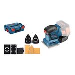 Bosch Professional 18V System GSS 18V-10 cordless orbital sander (orbit diameter: 1.6 mm, three base plates of different sizes, excluding rechargable batteries and charger, in L-BOXX)