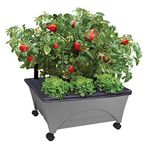 Emsco Group City Pickers 24.5 in. x 20.5 in. Patio Raised Garden Bed Kit with Watering System and Casters in Charcoal Gray