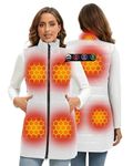 ARRIS Long Length Heated Vest for Women with Battery Pack, Size Adjustable Heated Women`s Vest White