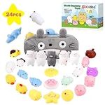 Squishies Easter Egg Fillers Squishy Toys for Kids Adults 24pcs Mochi Squishies Mini Kawaii Squishies, Party Favors Toy Gifts for Kids, Squishies with Cartoon Bag, Stress Toys for Girls Boys