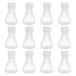 PATIKIL Erlenmeyer Flask, 12 Pcs 25ml Narrow Mouth Graduated Flasks with Screw Cap Plastic Flasks with Printed Graduation for Lab Experiment Chemistry Science Study