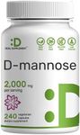 DEAL SUPPLEMENT D Mannose 500mg Capsules (2,000mg Per Serving), 240 Veggie Pills – Fast Acting Water-Soluble Form – Extra Strength Urinary Tract (UTI) Health Support – Non-GMO, Vegan Friendly