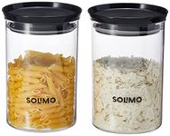 Amazon Brand - Solimo Plastic Storage Jar and Container Set I Air Tight & BPA Free Containers For Kitchen Storage Set I Grocery Kitchen Container Set I Multipurpose Jar, 900 Ml Each, Set 2, Black