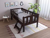 Acacia Wooden Kids Bed | Kids Single Bed Cot with Ladder for Bedroom and Home Decor | Sturdy & Durable | Solid Sheesham Wood | Walnut Finish (Size: 63 x 32 x 27.5 Inch)