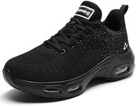 RomenSi Womens Air Athletic Running Sneakers Fashion Breathable Sport Gym Walking Tennis Shoes (US5.5-10 B(M), Allblack, 6