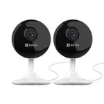 EZVIZ C1C 2 Pack Mini Home Security Camera Indoor, 1080P Wired Wifi Camera, Home Secuirty Camera, 10M Night Vision, Motion Detection, Alarm, Two Way Audio, 2.4GHz Only, Alexa/Google/App Control