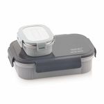 WARMEO MICROMATE Microwave-Safe Stainless Steel Lunch Box, Bpa Free, Perfect for Office, School, Travelling, Combo(800ml+150 ml),Grey
