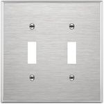 LIDER Toggle Switch Metal Wall Plate, Impact/Corrosion Resistant, Metal Light Switch Cover, 430 Stainless Steel, Modern Decoration Upgrading, Mid-Size 2-Gang 4.88" x 4.92", Stainless Steel