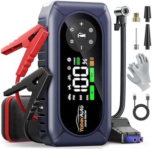 YaberAuto Jump Starter Power Pack 6500A with Air Compressor 150PSI, Car Battery Booster Jump Starter for 9L Gas/8L Diesel, Car Starter Power Bank with Jump leads, Insulated Gloves, 800 Lumens