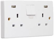 Schneider Electric Ultimate White Moulded - Switched Double Power Socket, with USB Charging Ports, 13A, GGBGU3024DS, White