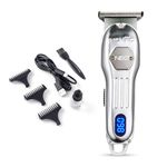 Ikonic Professional Rechargeable DC Motor Hair Trimmer,Neo for Salon & Home, Cordless, LED Display for Battery Capacity, Charging Reminder, 3 trimmer Guides, upto 3 hours of continuous use - Silver