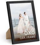 HAUS AND HUES 6x8 Black Oak Wooden Picture Frame - 6x8 Poster Frame - Premium Oak, Vertical Hang, Shatterproof Plexiglass - Ideal for Home, Room, Office (6x8 in, Black)