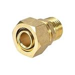 sourcing map Brass Compression Tube Fitting Connector Adapter 20mm Tube OD X 1/2 G Male Gold Tone