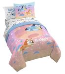 Bluey & Bingo Twin Comforter Set - 5 Piece Bed Set Includes Sheet Set & Pillow Covers - Super Soft Clouds & Stars Kids Bedding