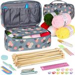 Coopay Knitting Kit for Beginners 71pcs | 2mm-10mm Single Pointed Knitting Needles Set | Bamboo Knitting Set with Yarn | Straight Knitting Needles, Storage Case, Knitting Accessories, Knitters Gifts