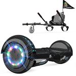 GeekMe Hoverboards 6.5" with seat,Hoverboards with hoverkart，Hoverbaords seat go kart，Hoverboards LED Lights-Bluetooth Speaker-Flashing Wheels, Gift for Children