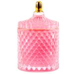 Pink Candy Jar Jewelry Box Small Trinket Crystal Glass Candy Dishes for Wedding Birthday Gift for Women Girl Home Decor (Pink)