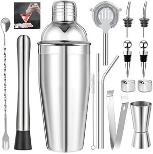 POFIBO Shaker da cocktail I 750 ML I Boston Shaker I shaker a chiusura fissa e sigillante, in acciaio inox, set da 15 baristi per casa, bar, NEWP-MIXER-03007