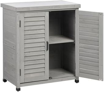 Potting Bench with Storage Cabinet and Metal Table Top for Outdoor Patio, Garden Furniture Wood Workstation (Accent Grey, 31x17x36)