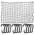 NIKAVI Cargo Net for Pickup Truck Bed- 4' x 6' Stretches to 8' x 12'- Heavy Duty Small 4”x4” Latex Bungee Net Mesh with 12 Metal Carabiners