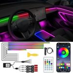 Acrylic Interior Car LED Lights with Remote and Wireless APP 10 in 1,Ambient Lighting Kits Fiber Optic Strip LEDs,16 Million Colors Music&DIY Function