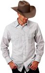 ROPER Men's Teardrop Dot Geo Print Long Sleeve Snap Western Shirt White