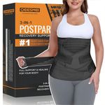 QEESMEI 3 in 1 Postpartum Belly Support Recovery Wrap - Postpartum Belly Band - Postpartum Essentials Post Partum Waist Binder, Post Surgery Abdominal Binder Shapewear (Black, XXL)