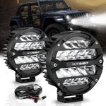 NOVSIGHT Rock Series 7 Inch 360W Round LED Light Pods Drive Beam, Pair