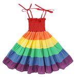 Fairy Dolls Girls Rainbow Rayon Cotton Dress (Rainbow1, 11-12 Years, Knee Length)