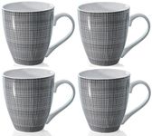 Sketch Set of 4 Mugs Porcelain Extra Large Coffee Soup Hot Cocoa Mugs (Grey), 568ml