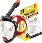 Cressi Kiddy Kids Full Face Snorkel Mask - Kids Snorkel Set with CO2-Safe Exhalation Valve - Soft Silicone Skirt & Swimming Mask Comfort - Family Owned Scuba Diving Equipment - Black/Clear/Red