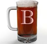 Etched Monogram 16oz Glass Beer Mug