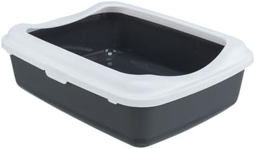 Trixie 40184 Katzentoilette Classic mit Rand, 37 x 15 x 47 cm, dunkelgrau/weiß