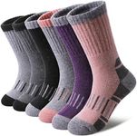 DOSKONI Kids Merino Wool Hiking Socks Boys Girls Toddlers Winter Warm Thick Thermal Cushion Crew Gift Socks 6 Pairs Wool Socks,4-7 Year Old