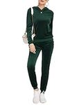 Hotouch Women's Winter Warm Velvet Jogging Suit for Home with Hood and Trousers with Pockets Sizes S-XXL, green, M