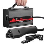 KEMIMOTO 48V Golf Cart Charger for EZGO RXV/TXT, 15A Golf Cart Battery Charger, Overcharge Protection, Full in 4-6H, Trickle Charge, 16 ft, 3-Pin Triangle Plug, for Lead Acid Battery
