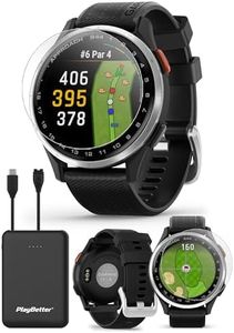 Garmin Approach S44 (Silver/Black) Golf GPS Smartwatch Bundle - 1.2" AMOLED Display, On-Course Features & 15H Battery Life with PlayBetter Screen Protectors & 5000mAh Portable Charger
