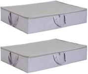 Amazon Basics Fabric Underbed Storage Bag Organizer with Handles - Grey, Pack of 2