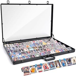 Trade Show Display Case – 34"x22" Large Aluminum Locking Tabletop Showcase for Trading Cards, Sports Cards, TCG, Jewelry – Lightweight & Portable for Exhibitions, Conventions, and Collectibles, Black