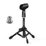 Getaria Mini Desktop Microphone Stand Folding Microphone Table Tripod Microphone Stand Microphone Clip A Microphone Clip Included Microphone Stand for Podcasts with Meeting Lectures