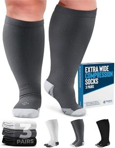 Doctor's Select 3 Pairs Plus Size Compression Socks Wide Calf - Up to 6XL | 20-30 mmHg Compression Socks for Women Wide Calf | Plus Size Compression Socks for Women Wide Calves | Wide Calf Socks | Black, White, Gray