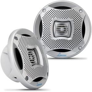 LANZAR 5.25” Marine 2-Way Speakers - Water Resistant Audio Stereo Sound System with 400 Watt Power, Attachable Grills and Resin Treatment for Indoor and Outdoor Use - 1 Pair in - AQ5CXS (Silver)