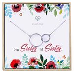 Big Sister Lil Sister Necklace - Sterling Silver Two Interlocking Infinity Double Circles Pendant Necklace