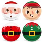 Whaline Christmas Paper Plates Santa Elf Disposable Plates Red Green Cute Xmas Dinnerware Plates Set 9 Inch for Winter Holiday Party Supplies Table Decor, 40Pcs