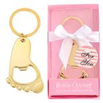 AHLSRHZ 24 PCS Pink Box Keychain Footprint Bottle Openers for Baby Shower Favors, Wedding Favors, Birthday Party Gifts and Souvenirs