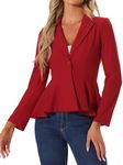 Allegra K Peplum Blazer for Women's Dressy Single Button Business Casual Work Blazer Red M