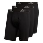 adidas Men's Performance 3-Pack Long Boxer Brief, Black/Light Onix Grey, XX-Large