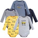 Hudson Baby unisex-baby Cotton Long-sleeve Bodysuits, Construction 5-pack, 6-9 Months