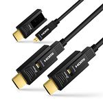 DTech 100 Meter Fiber Optic HDMI Cable 4K 60Hz 18Gbps YUV 444 422 420 3D High Speed with Removable Ends Standard HDMI to Micro HDMI Cord for TV Projector Computer Monitor (328 Feet, Black)