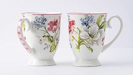 GOLDEN QUEEN'S Botanical Bliss Series - 300 Ml Coffee/Tea Mugs, Set of 2, Everday Delight (Microwave Safe) (White & Pink Floral)